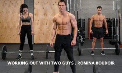 working out with two guys . romina boudoir